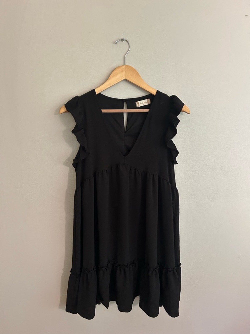 Altar'd State Black Ruffle Sleeve Mini Dress